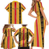 Eritrea Traditional Saho Family Matching Short Sleeve Bodycon Dress and Hawaiian Shirt Mix Tilet Pattern