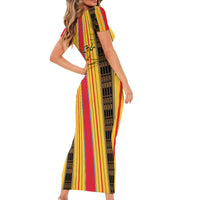 Eritrea Traditional Saho Family Matching Short Sleeve Bodycon Dress and Hawaiian Shirt Mix Tilet Pattern
