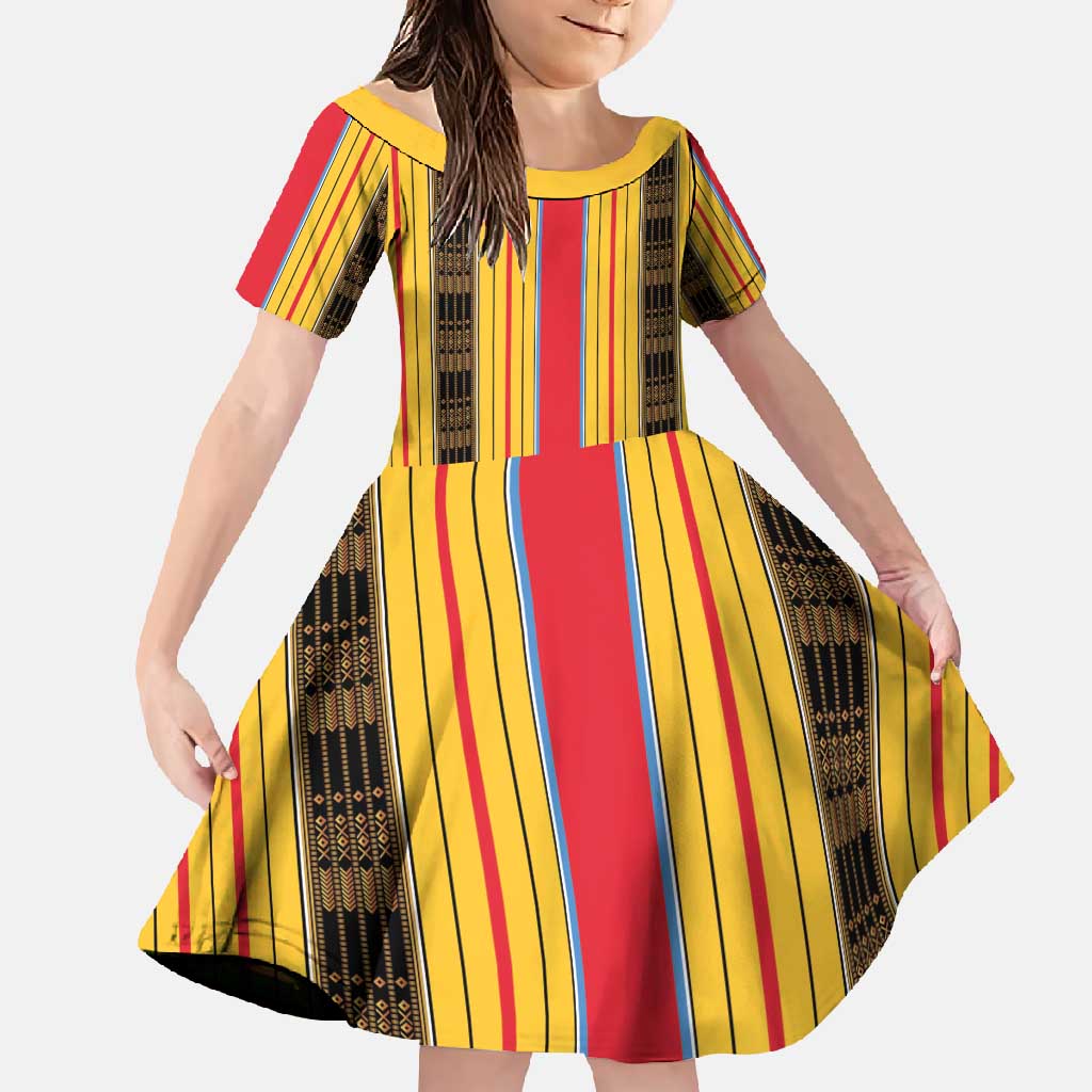 Eritrea Traditional Saho Family Matching Tank Maxi Dress and Hawaiian Shirt Mix Tilet Pattern