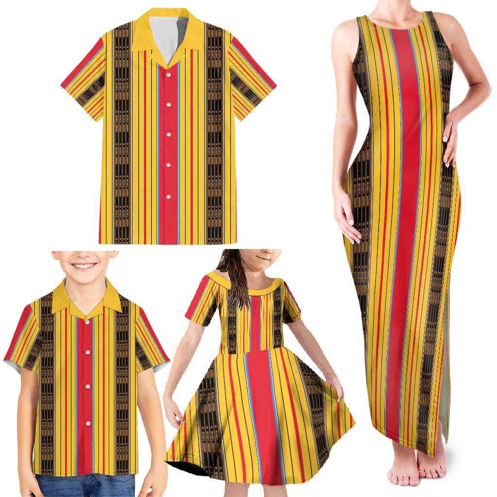 Eritrea Traditional Saho Family Matching Tank Maxi Dress and Hawaiian Shirt Mix Tilet Pattern