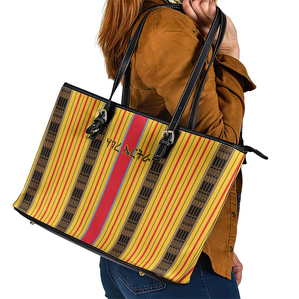 Eritrea Traditional Saho Leather Tote Bag Mix Tilet Pattern
