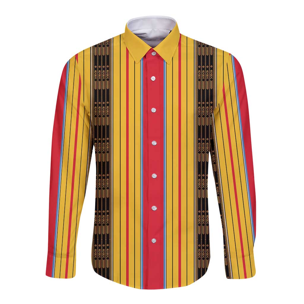 Eritrea Traditional Saho Long Sleeve Button Shirt Mix Tilet Pattern
