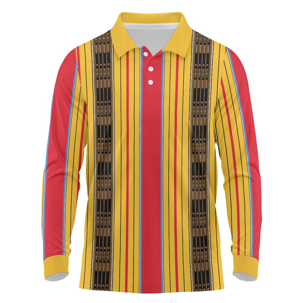 Eritrea Traditional Saho Long Sleeve Polo Shirt Mix Tilet Pattern