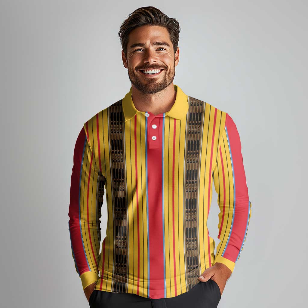 Eritrea Traditional Saho Long Sleeve Polo Shirt Mix Tilet Pattern