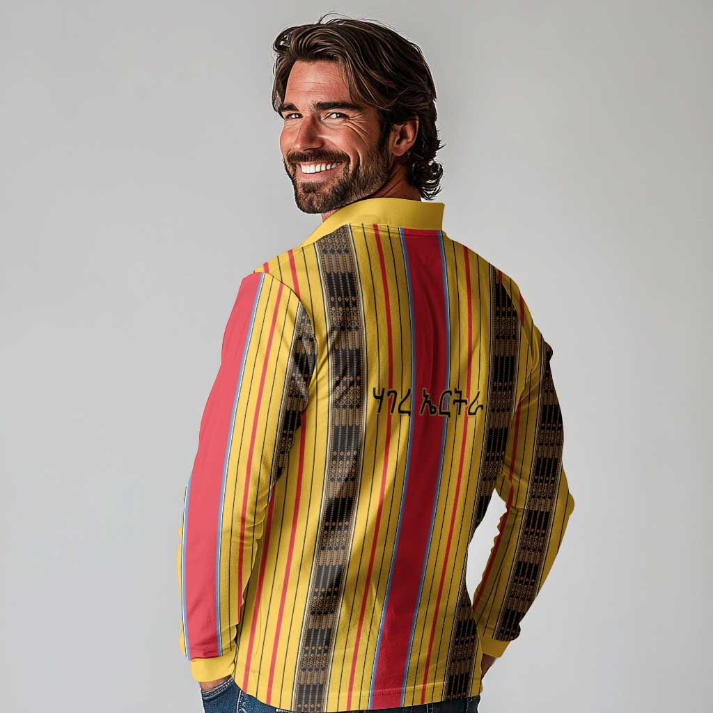 Eritrea Traditional Saho Long Sleeve Polo Shirt Mix Tilet Pattern