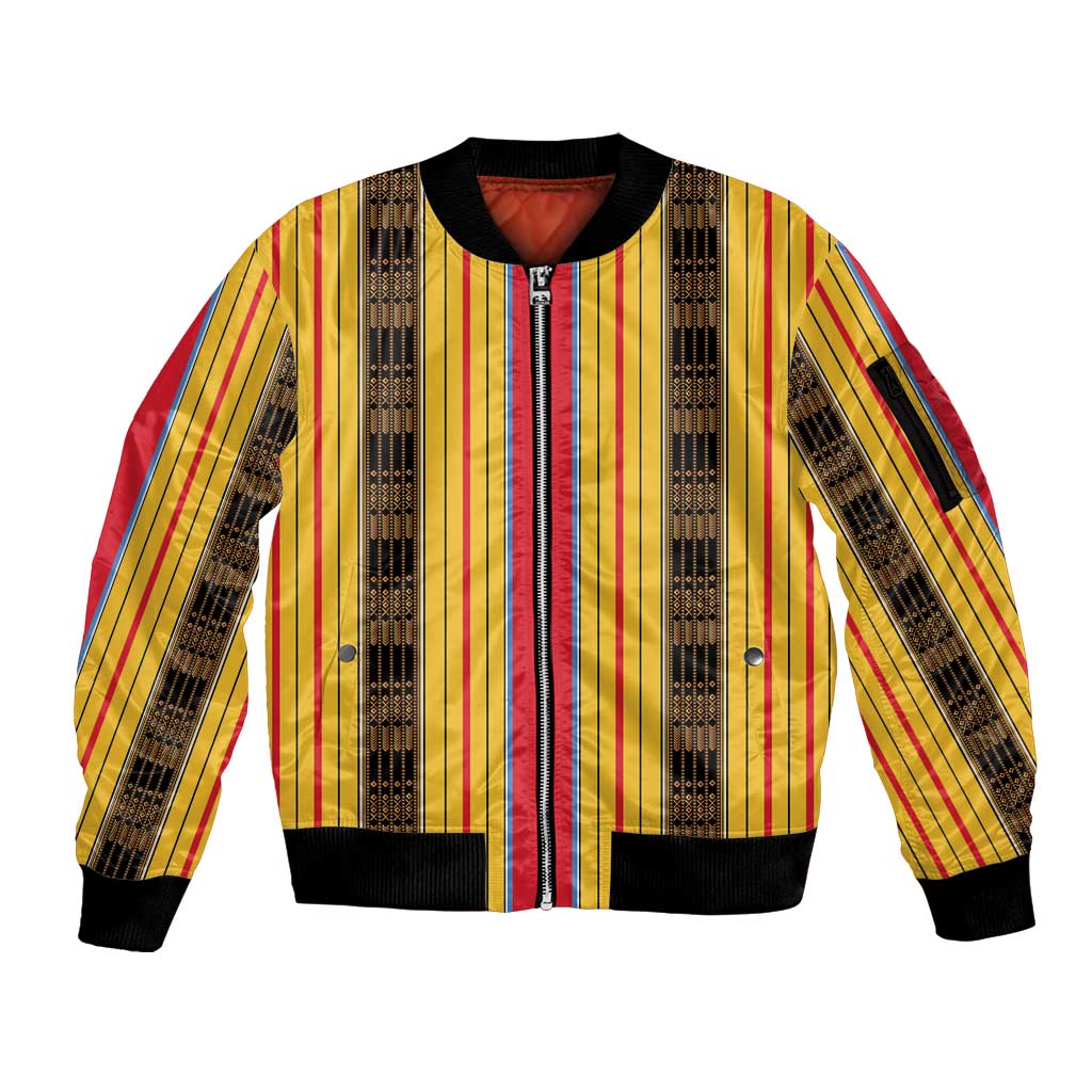 Eritrea Traditional Saho Sleeve Zip Bomber Jacket Mix Tilet Pattern