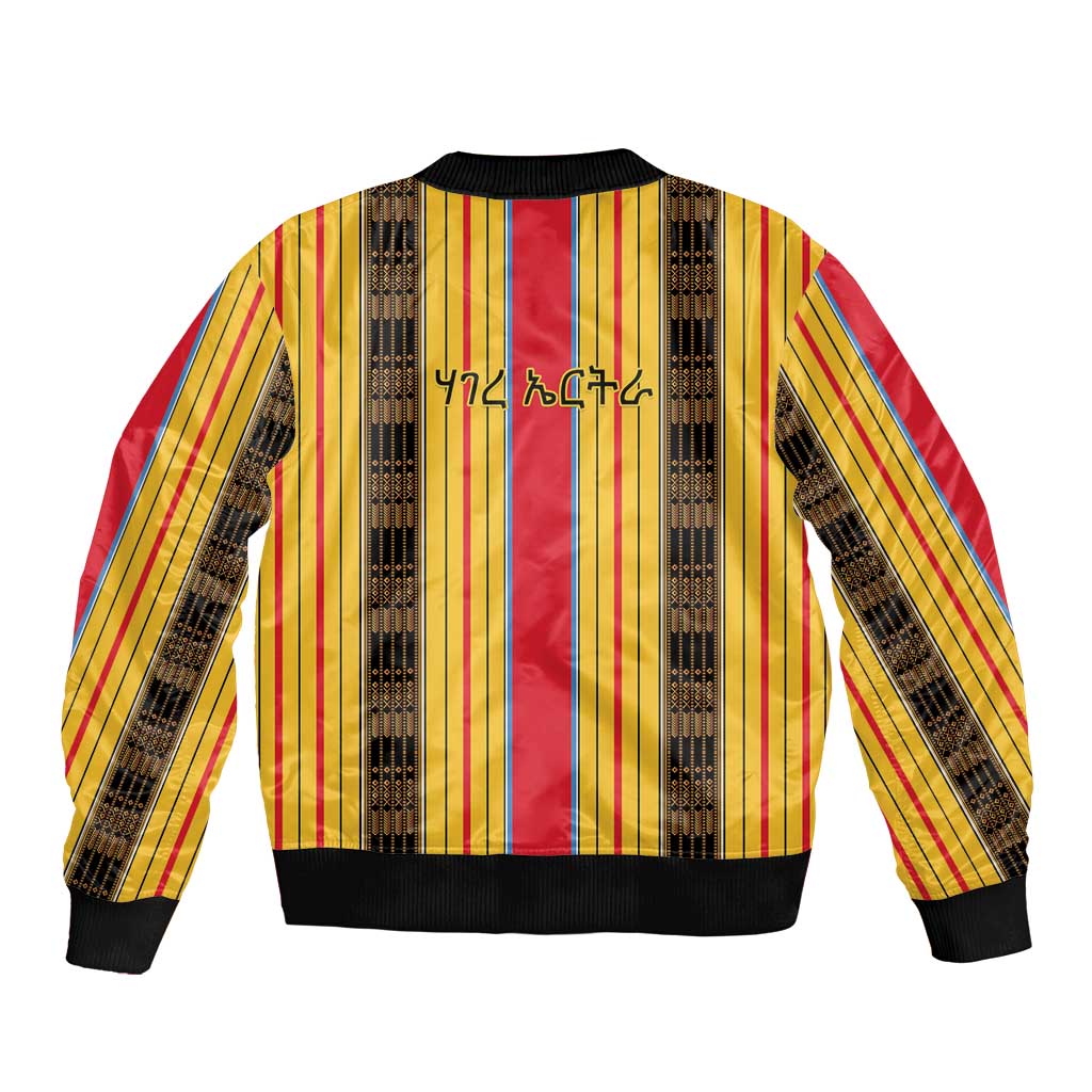 Eritrea Traditional Saho Sleeve Zip Bomber Jacket Mix Tilet Pattern