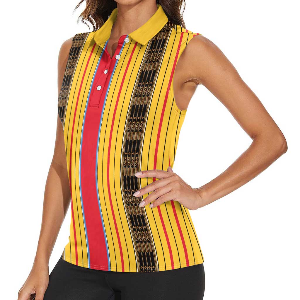 Eritrea Traditional Saho Women Sleeveless Polo Shirt Mix Tilet Pattern