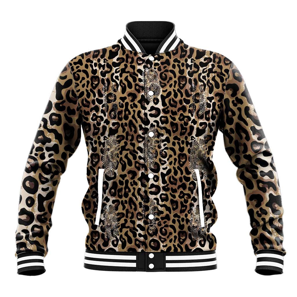 African Leopard Skin Pattern Baseball Jacket