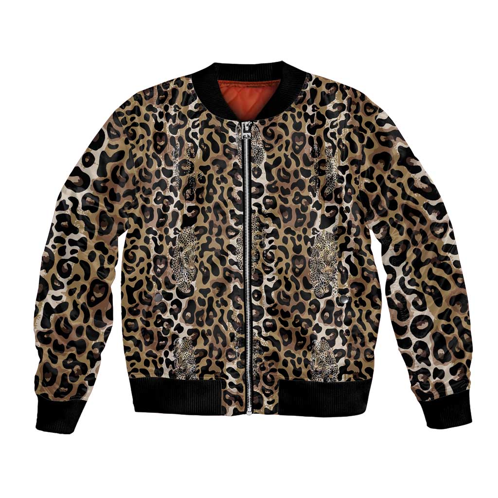 African Leopard Skin Pattern Bomber Jacket
