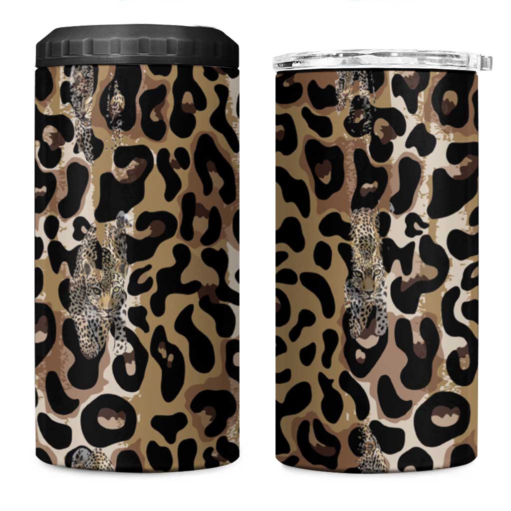 African Leopard Skin Pattern 4 in 1 Can Cooler Tumbler