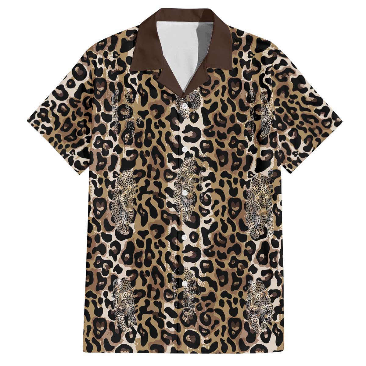 African Leopard Skin Pattern Family Matching Off The Shoulder Long Sleeve Dress and Hawaiian Shirt