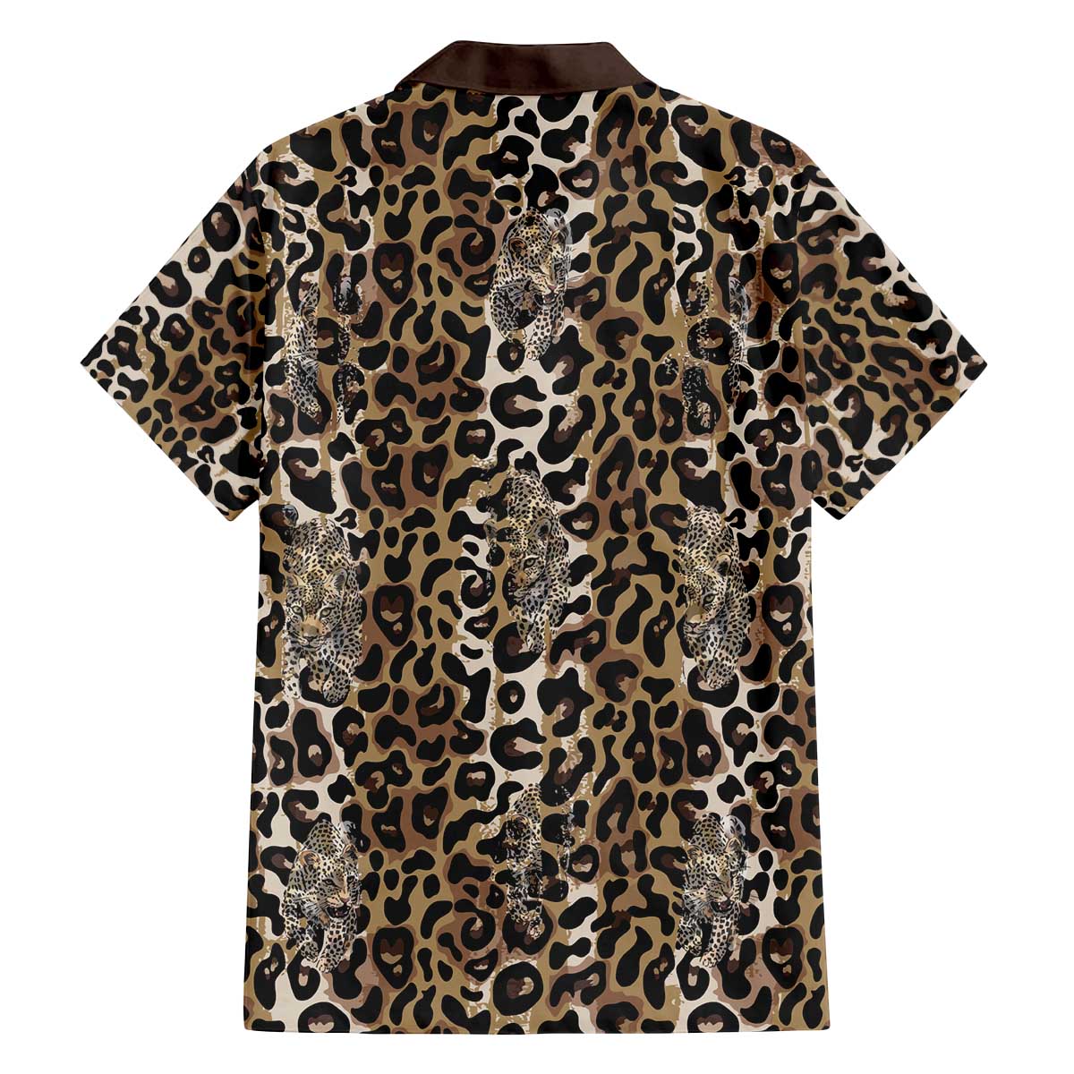 African Leopard Skin Pattern Family Matching Off The Shoulder Long Sleeve Dress and Hawaiian Shirt