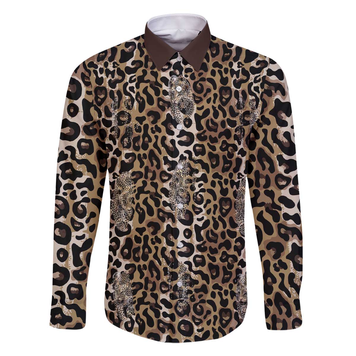 African Leopard Skin Pattern Family Matching Off The Shoulder Long Sleeve Dress and Hawaiian Shirt