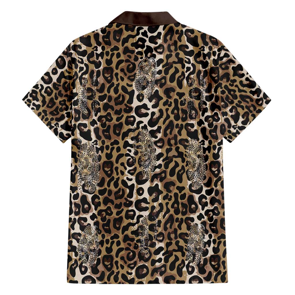 African Leopard Skin Pattern Family Matching Short Sleeve Bodycon Dress and Hawaiian Shirt