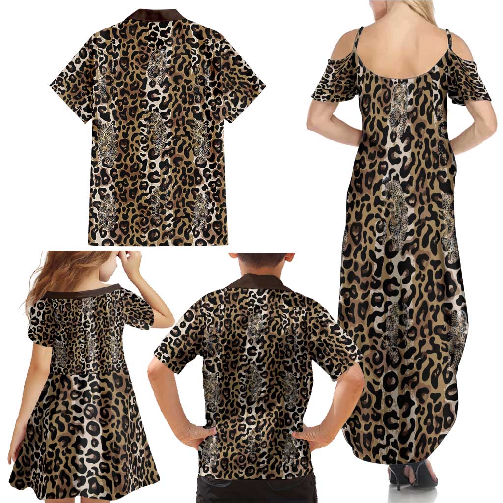 African Leopard Skin Pattern Family Matching Summer Maxi Dress and Hawaiian Shirt