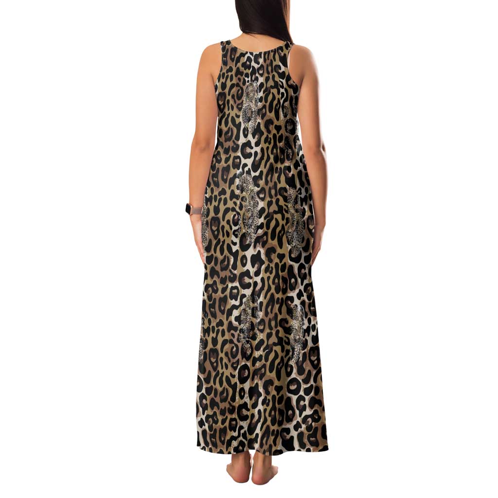 African Leopard Skin Pattern Family Matching Tank Maxi Dress and Hawaiian Shirt