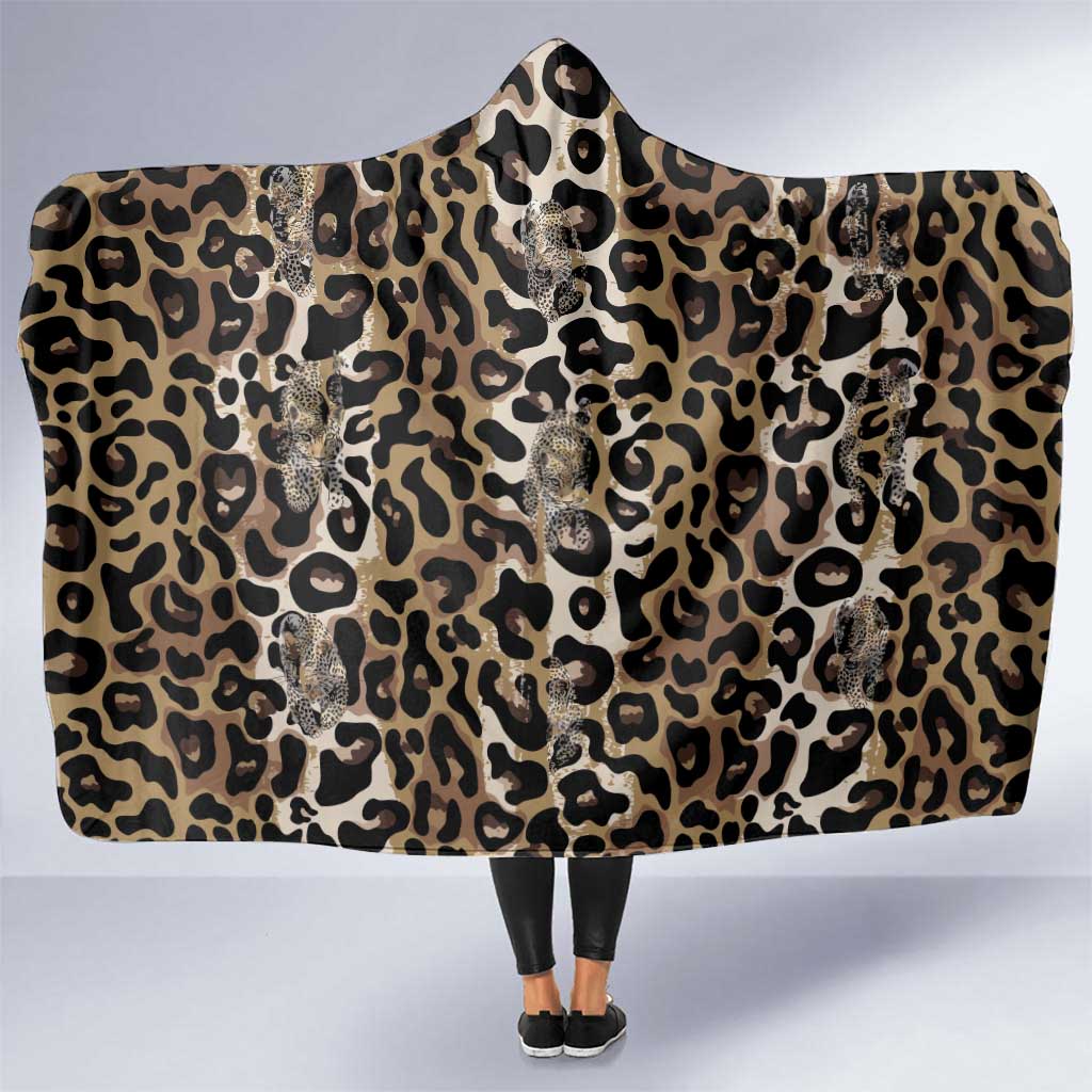 African Leopard Skin Pattern Hooded Blanket