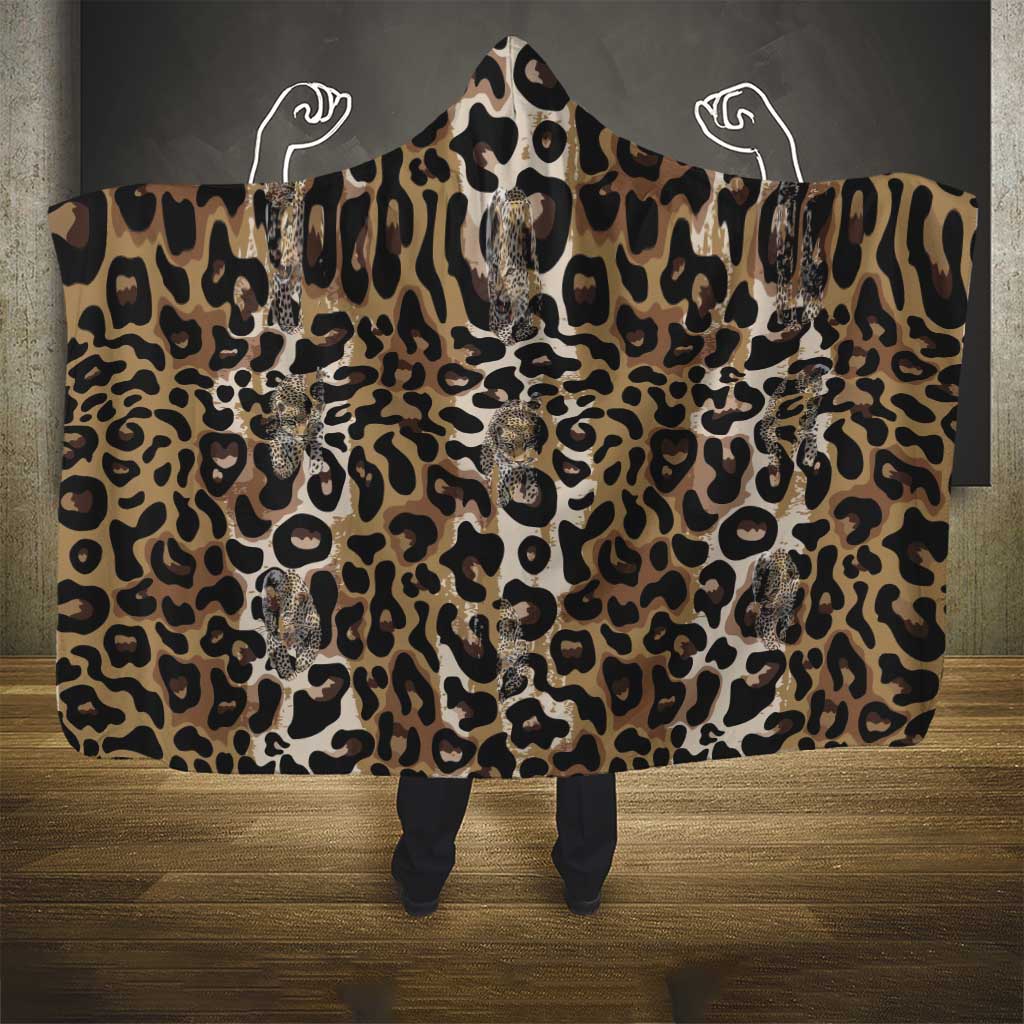 African Leopard Skin Pattern Hooded Blanket