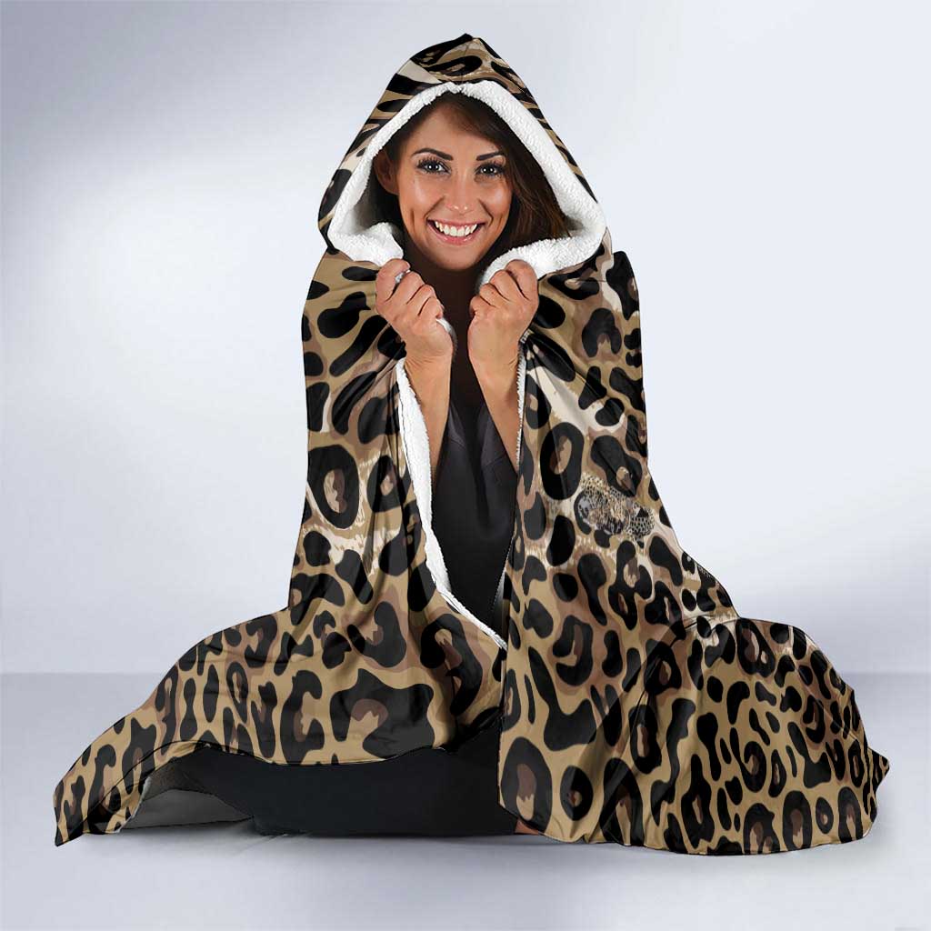 African Leopard Skin Pattern Hooded Blanket