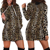 African Leopard Skin Pattern Hoodie Dress