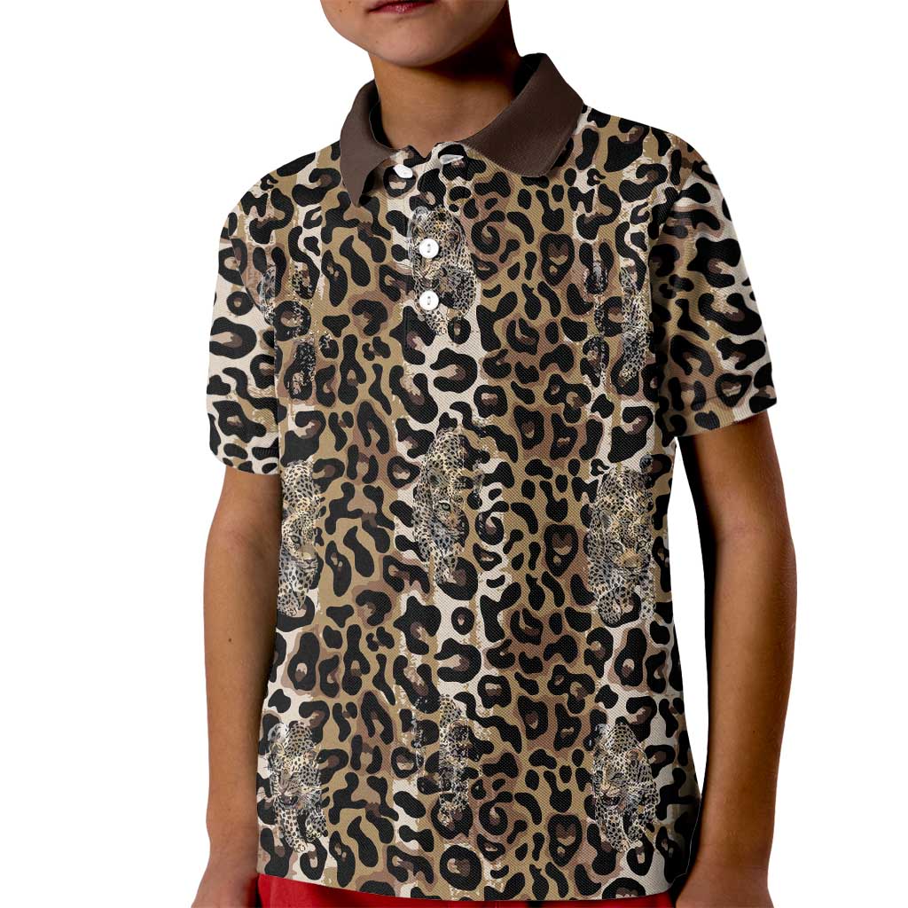 African Leopard Skin Pattern Kid Polo Shirt