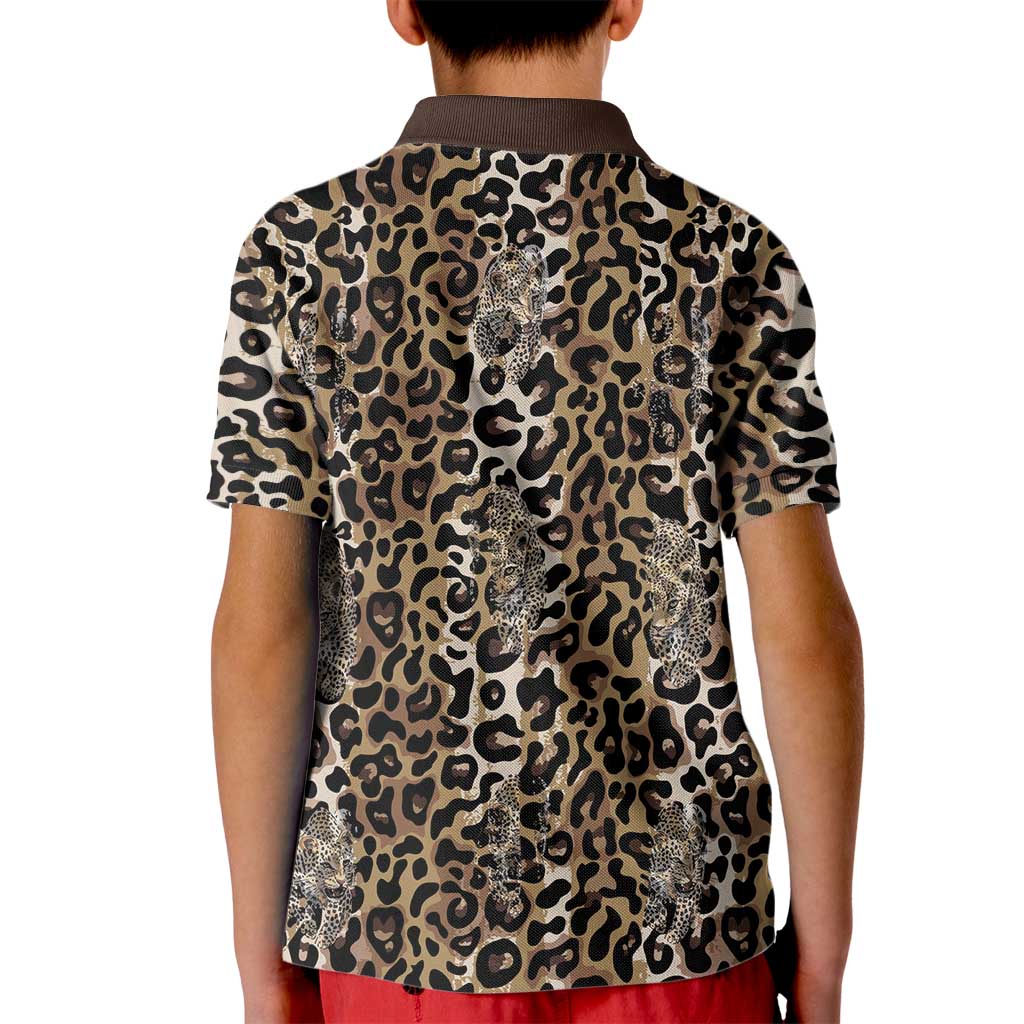 African Leopard Skin Pattern Kid Polo Shirt