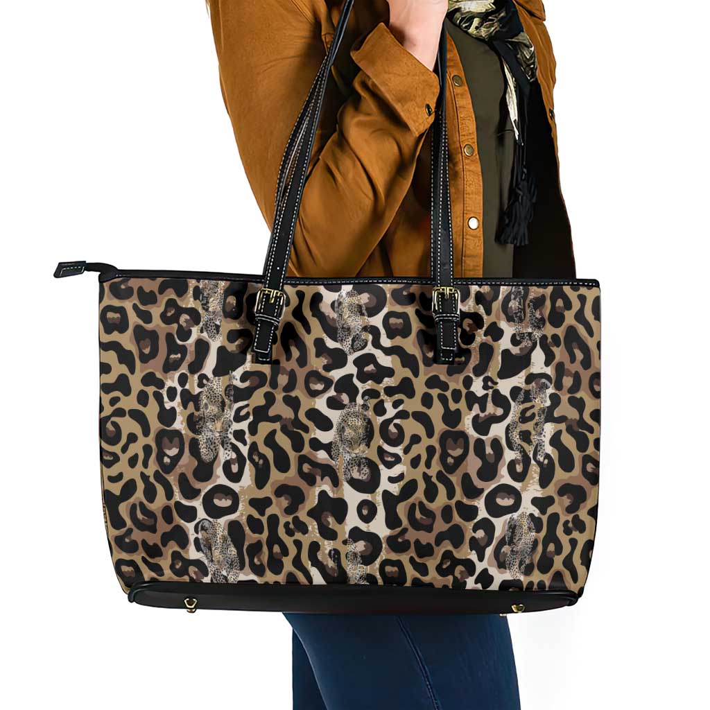 African Leopard Skin Pattern Leather Tote Bag