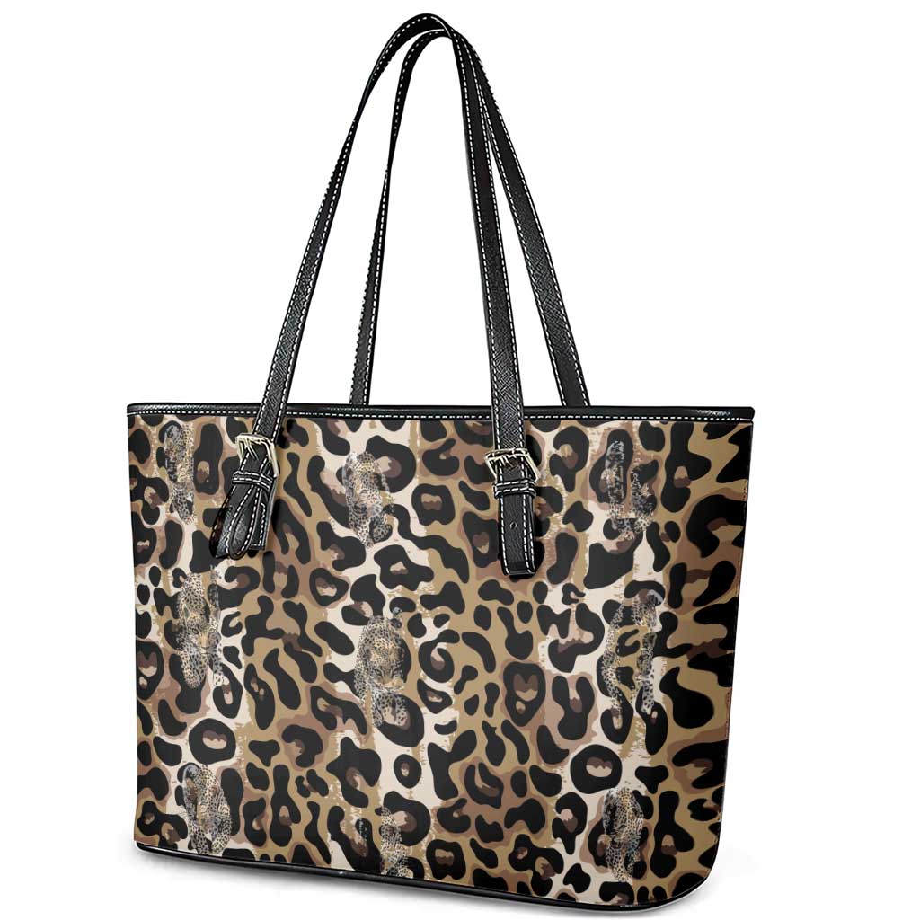 African Leopard Skin Pattern Leather Tote Bag