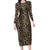 African Leopard Skin Pattern Long Sleeve Bodycon Dress