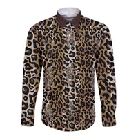 African Leopard Skin Pattern Long Sleeve Button Shirt