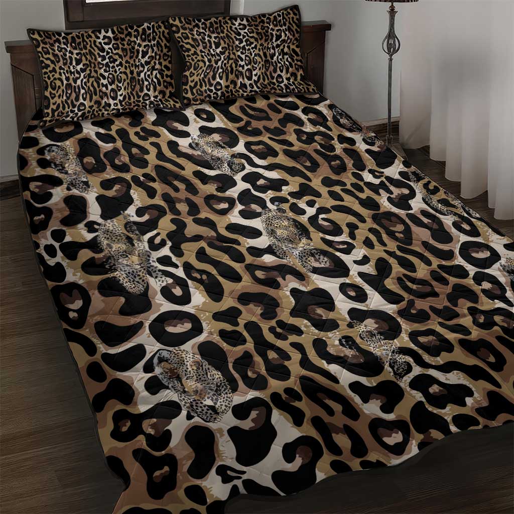 African Leopard Skin Pattern Quilt Bed Set