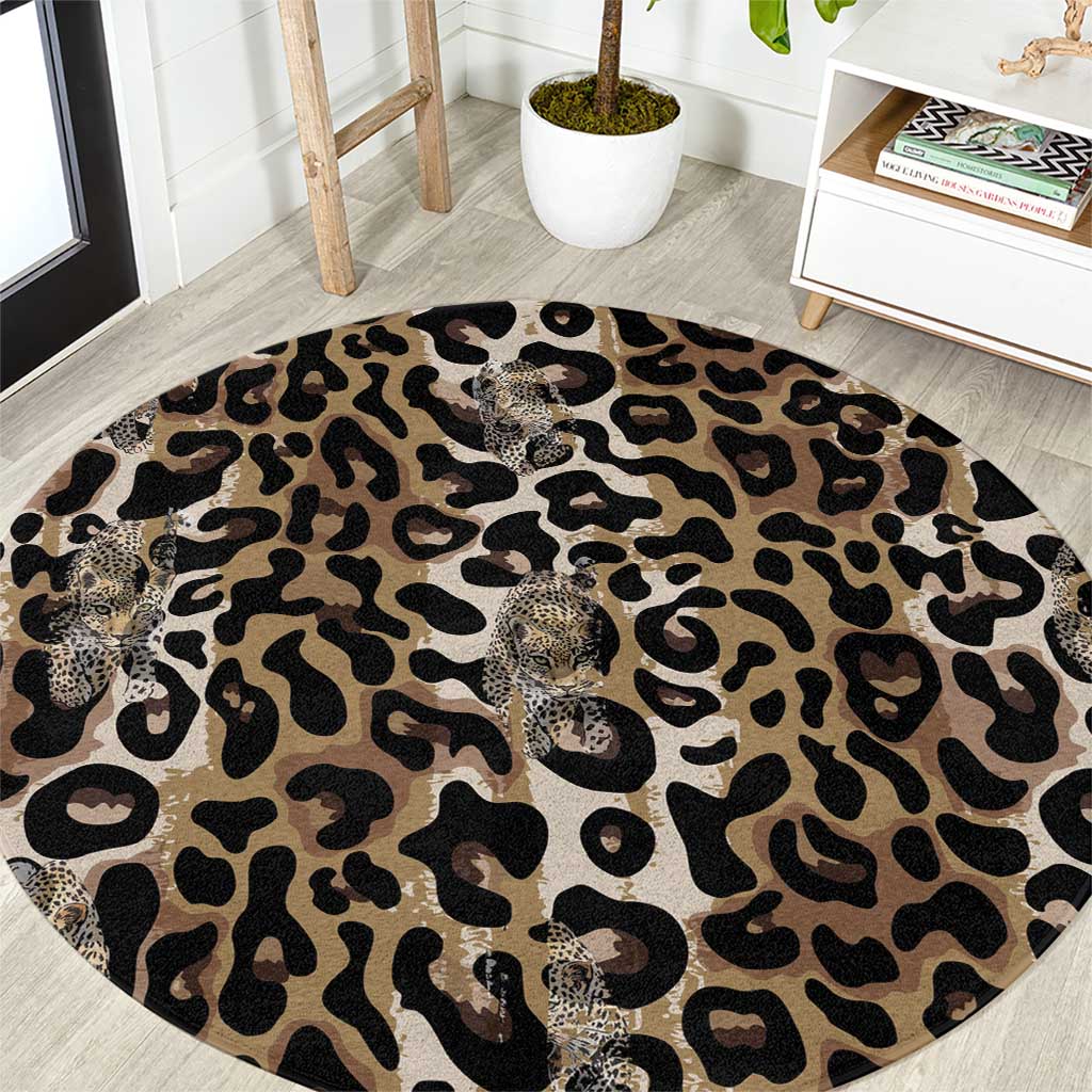 African Leopard Skin Pattern Round Carpet