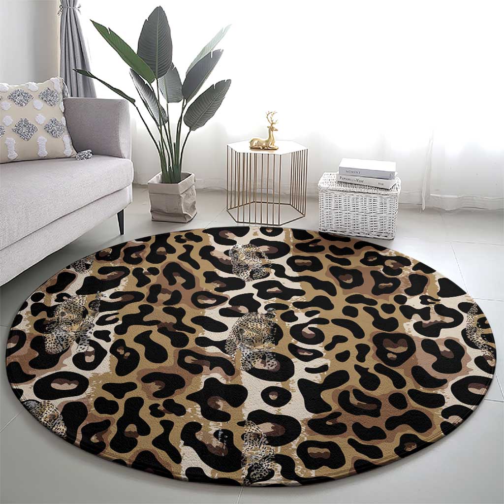 African Leopard Skin Pattern Round Carpet