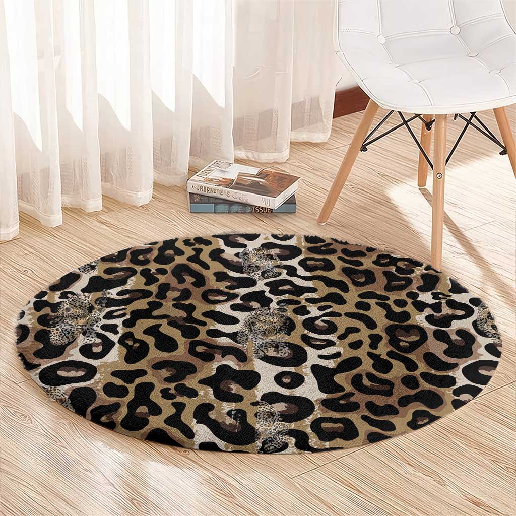 African Leopard Skin Pattern Round Carpet