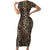 African Leopard Skin Pattern Short Sleeve Bodycon Dress