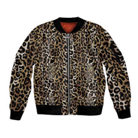 African Leopard Skin Pattern Sleeve Zip Bomber Jacket