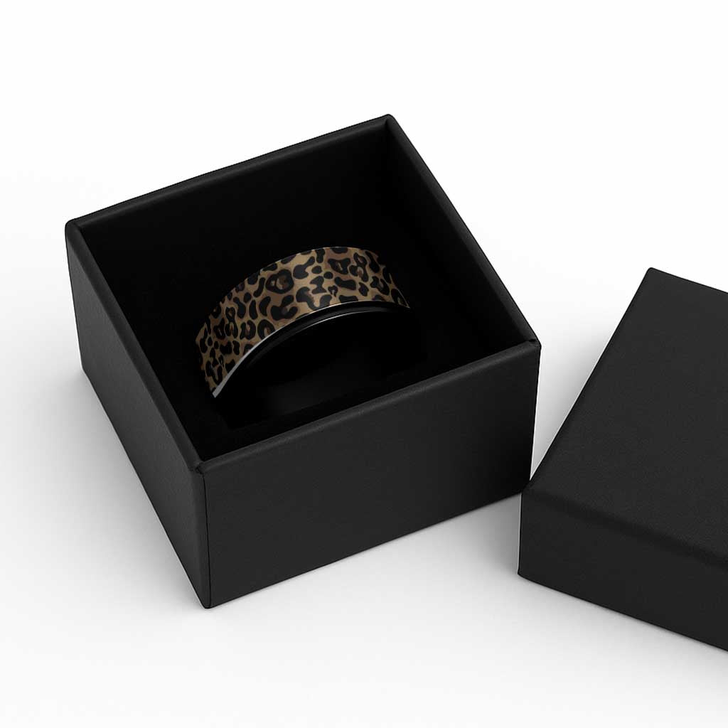 African Leopard Skin Pattern Spinner Ring - Wonder Print Shop