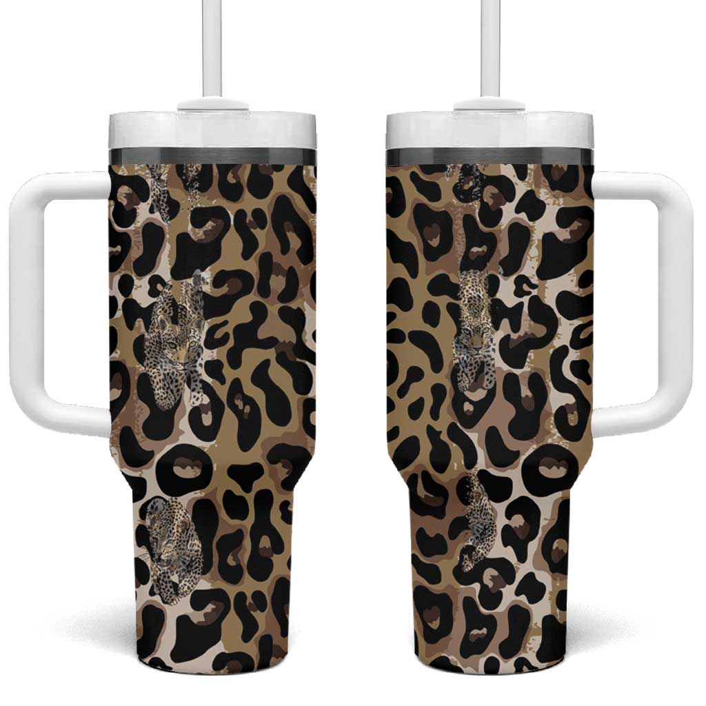 African Leopard Skin Pattern Tumbler With Handle