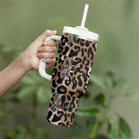 African Leopard Skin Pattern Tumbler With Handle