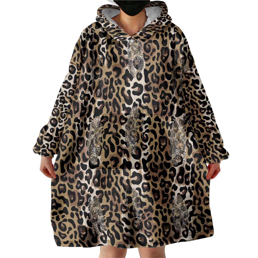 African Leopard Skin Pattern Wearable Blanket Hoodie