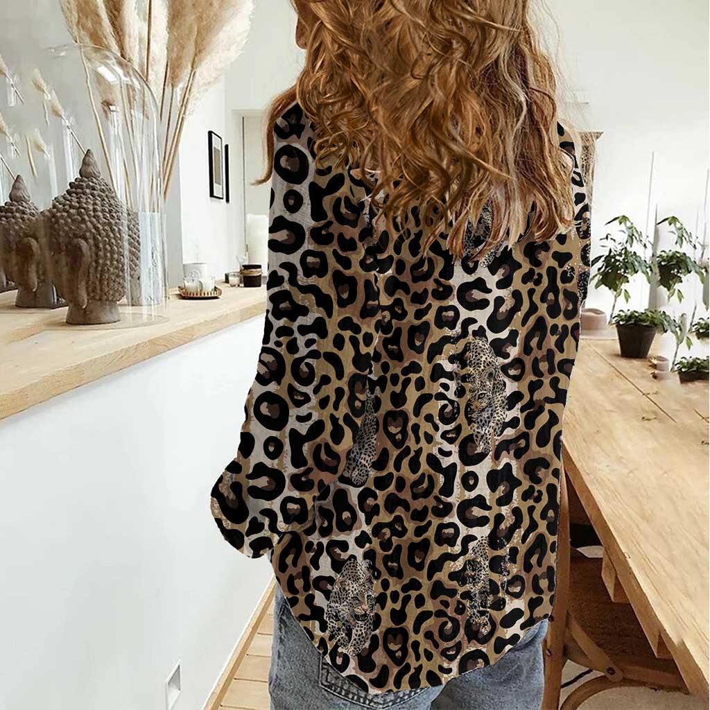 African Leopard Skin Pattern Women Casual Shirt