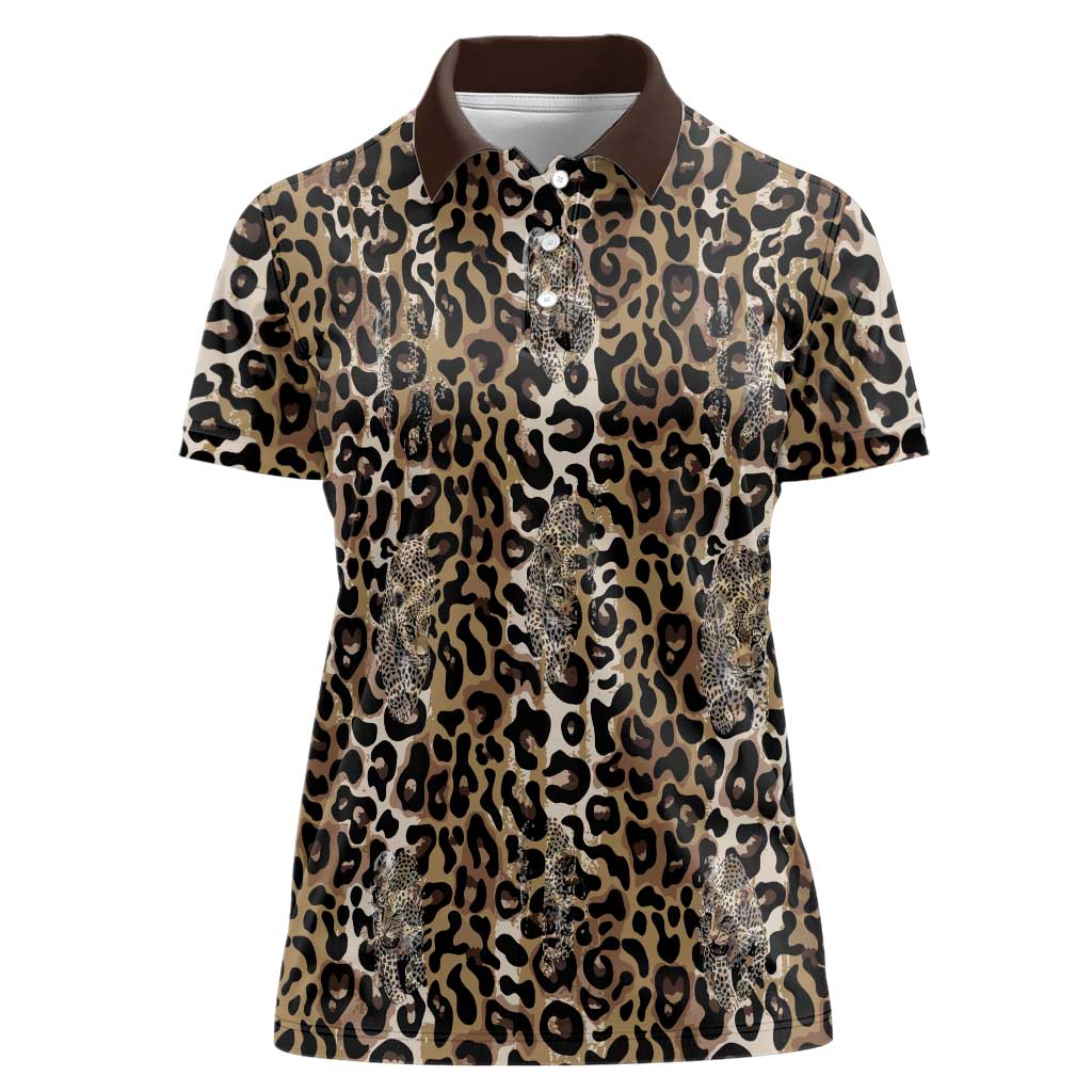 African Leopard Skin Pattern Women Polo Shirt