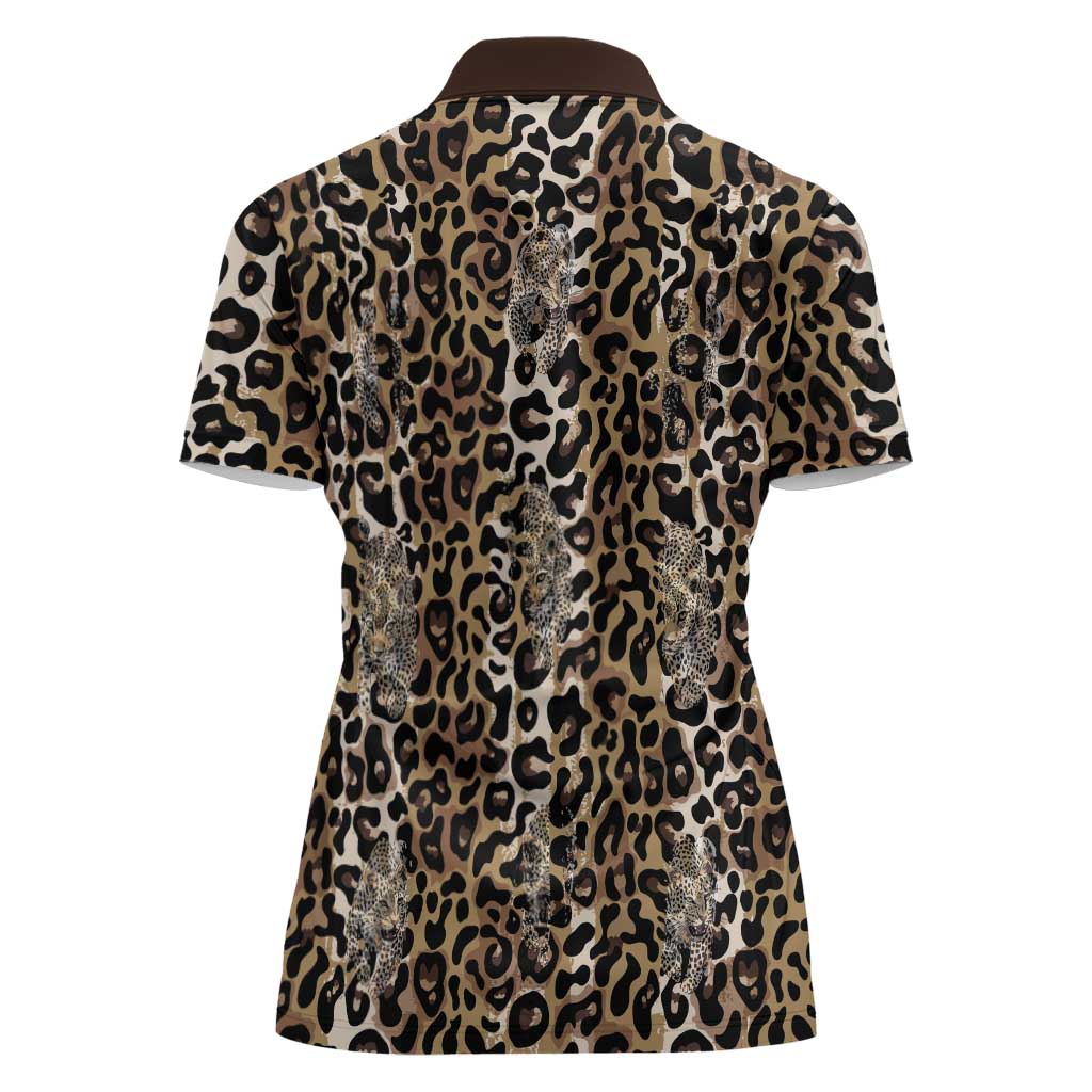 African Leopard Skin Pattern Women Polo Shirt
