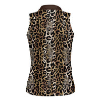 African Leopard Skin Pattern Women Sleeveless Polo Shirt
