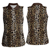 African Leopard Skin Pattern Women Sleeveless Polo Shirt