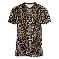 African Leopard Skin Pattern Women V-Neck T-Shirt