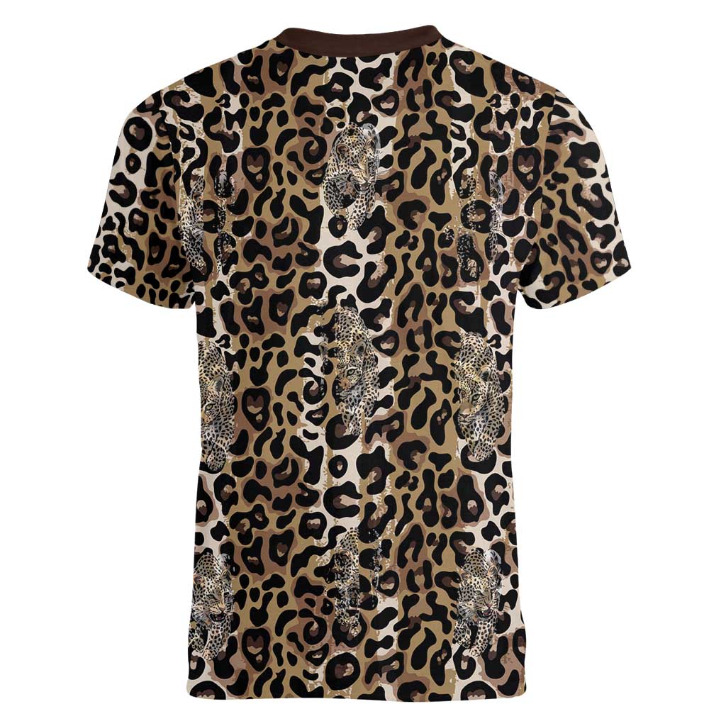 African Leopard Skin Pattern Women V-Neck T-Shirt
