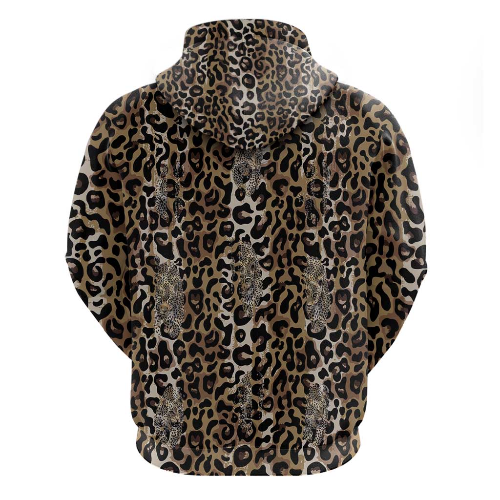 African Leopard Skin Pattern Zip Hoodie