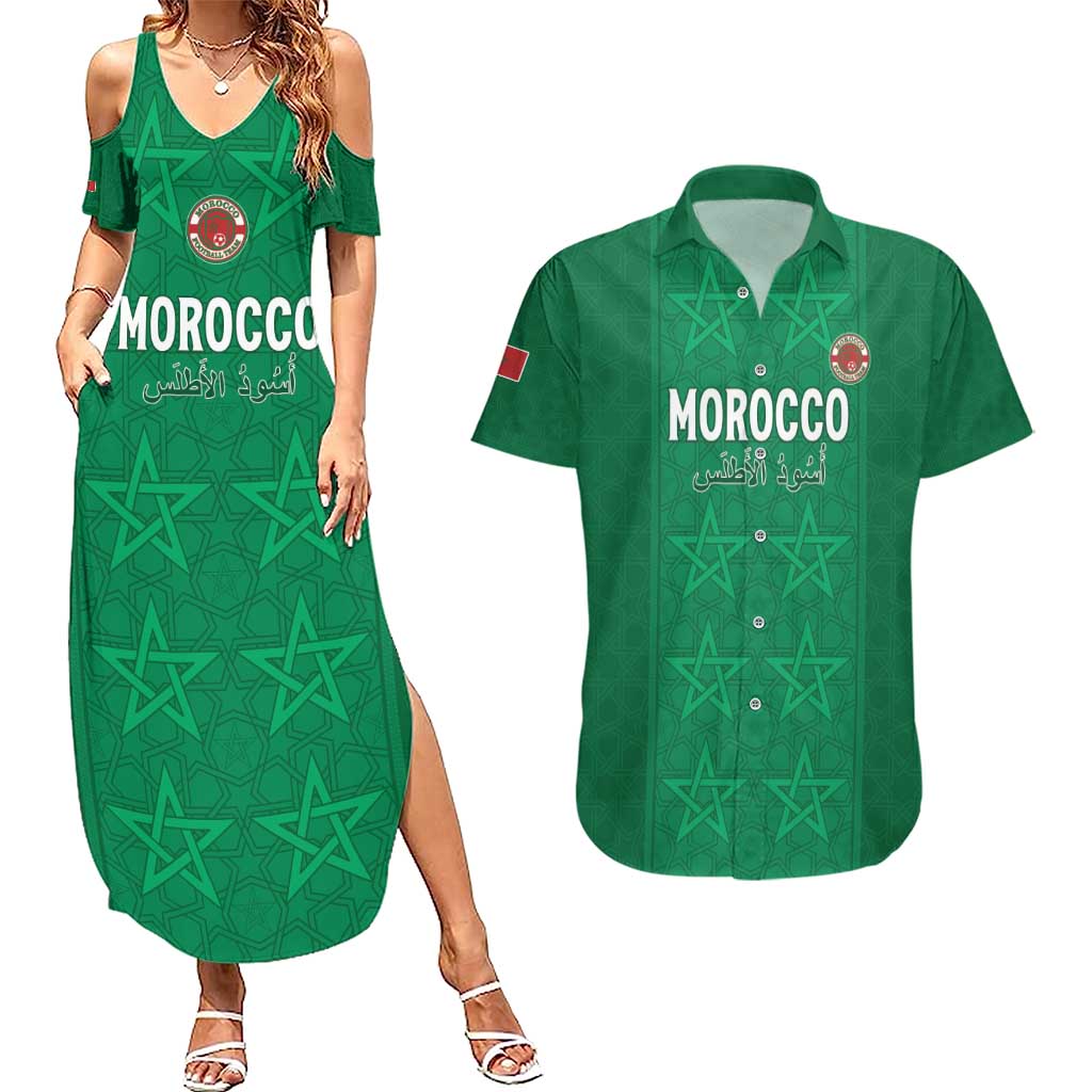 Custom Morocco Football Couples Matching Summer Maxi Dress and Hawaiian Shirt Sir Sir Sir